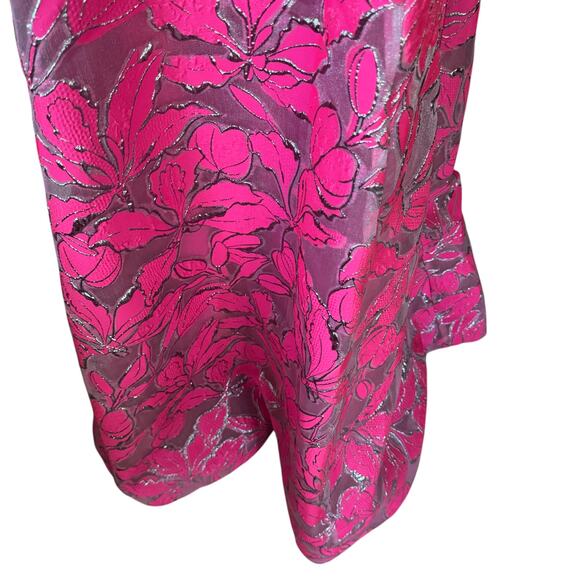 NEW Monique Lhuillier Floral Metallic Gown Maxi Dress Pink Size‎ 4 - Picture 6 of 9